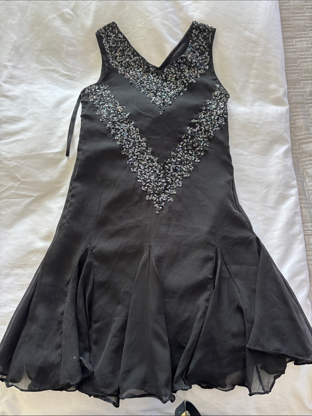 Us Angels Black V-Neck Beaded Prom Dress